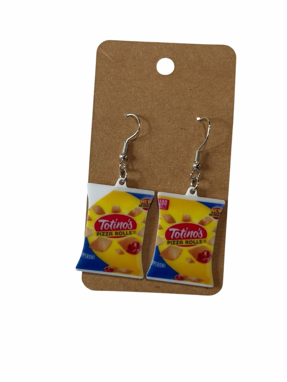 Yellow Pizza Rolls Novelty Earrings - Fun Food Accessory